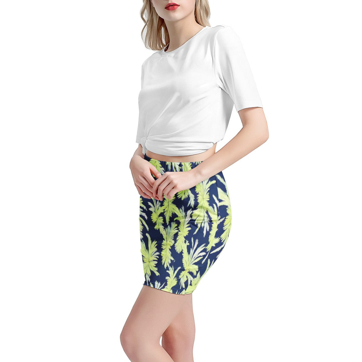 Puakenikeni - Lime Green and Black Women’s Mini Skirt - Luxtrini, LLC