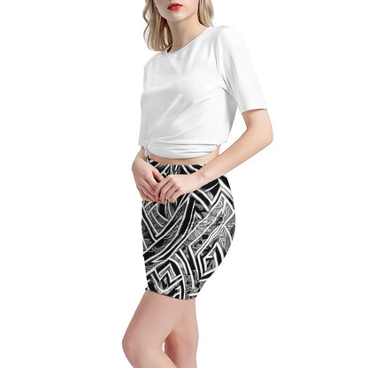 Black and White Polynesian Women’s Mini Skirt