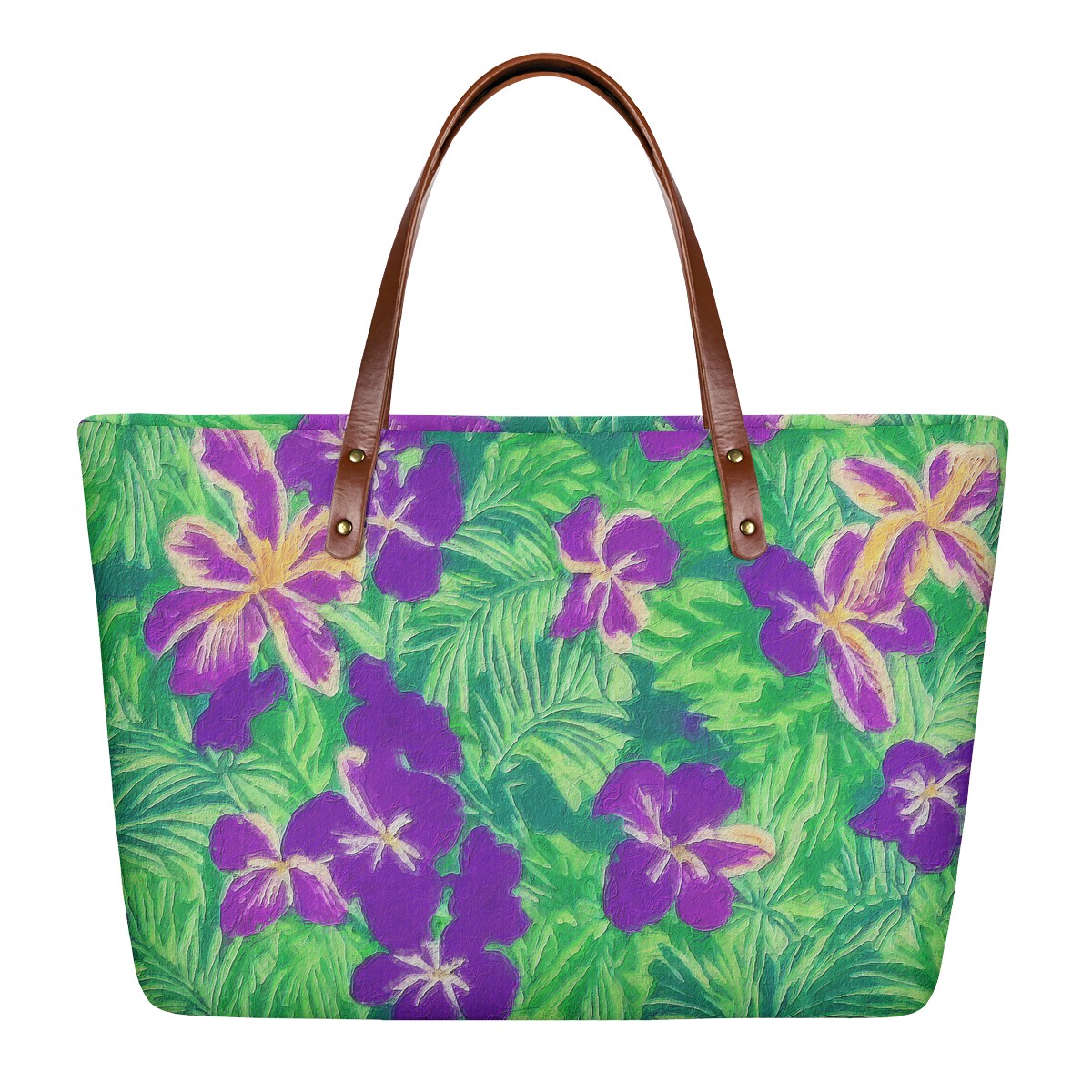 Blue Flag Iris on Green Women's Tote Bag - Luxtrini, LLC