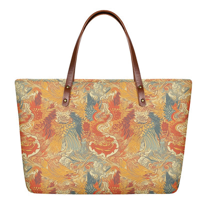 Experience the magic of ancient Chinese mythology with our exquisite Dragon and Phoenix Women's Tote Bag