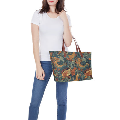 The Dragon and Phoenix are a harmonious duo, representing a balance of power and grace. Women's Tote Bag