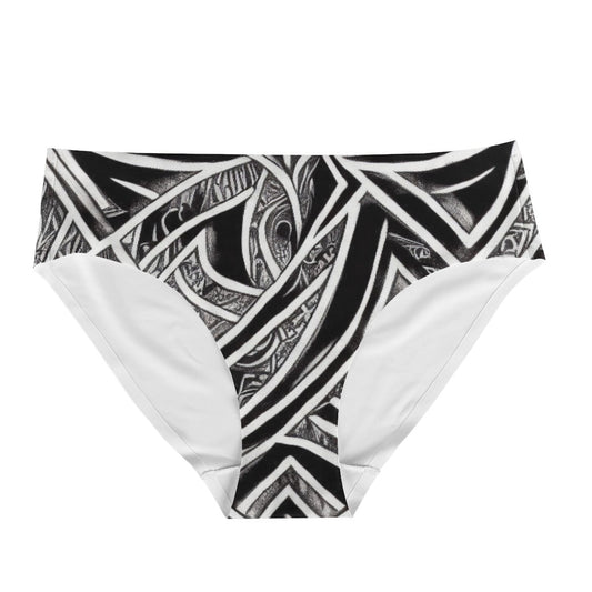 Black and White Polynesian Women's Bikini Briefs