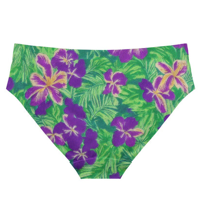 Blue Flag Iris on Green Women's Bikini Briefs - Luxtrini, LLC