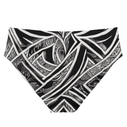 Black and White Polynesian Women's Bikini Briefs