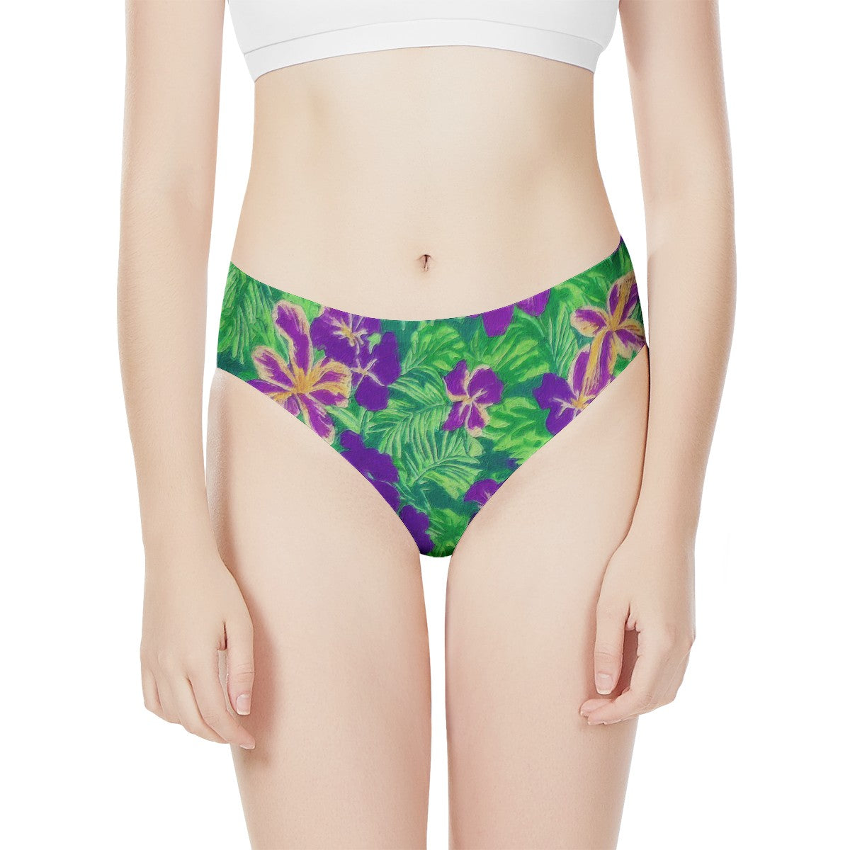 Blue Flag Iris on Green Women's Bikini Briefs - Luxtrini, LLC