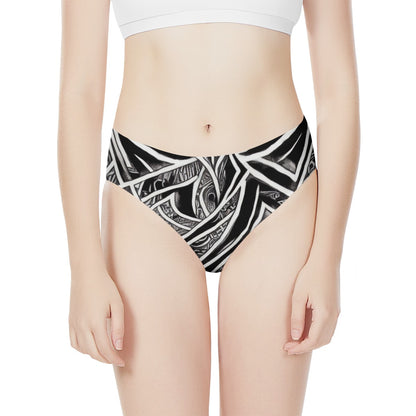 Black and White Polynesian Women's Bikini Briefs