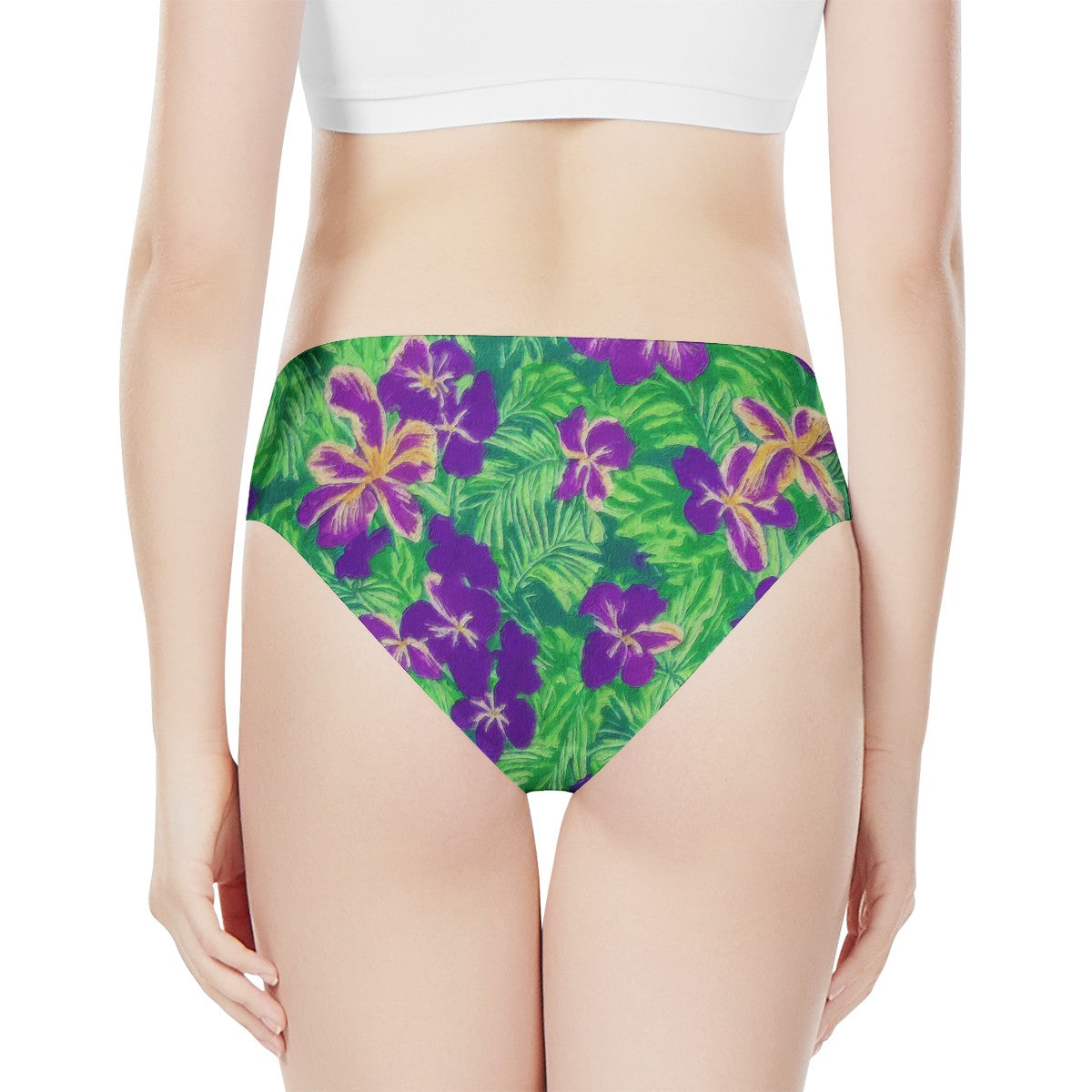 Blue Flag Iris on Green Women's Bikini Briefs - Luxtrini, LLC