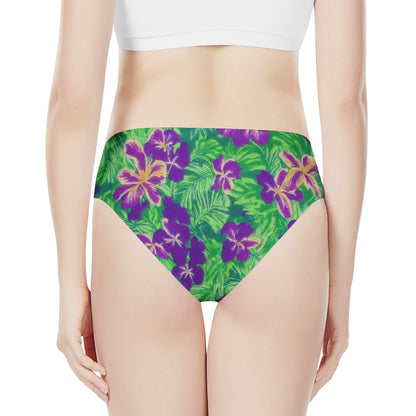 Blue Flag Iris on Green Women's Bikini Briefs - Luxtrini, LLC