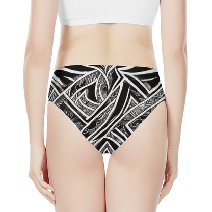 Black and White Polynesian Women's Bikini Briefs