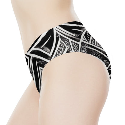 Black and White Polynesian Women's Bikini Briefs