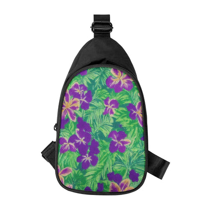 Blue Flag Iris on Green Chest Bags - Luxtrini, LLC