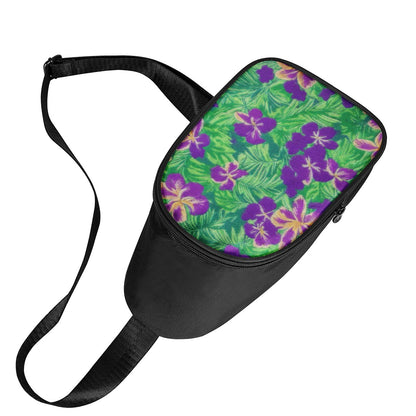 Blue Flag Iris on Green Chest Bags - Luxtrini, LLC