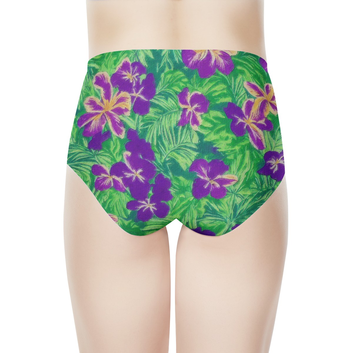 Blue Flag Iris on Green Women's High Waisted Briefs - Luxtrini, LLC