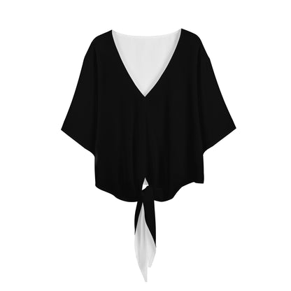 Elevate Your Wardrobe with Luxtrini’s V-Neck Streamers Blouse - Classic Black