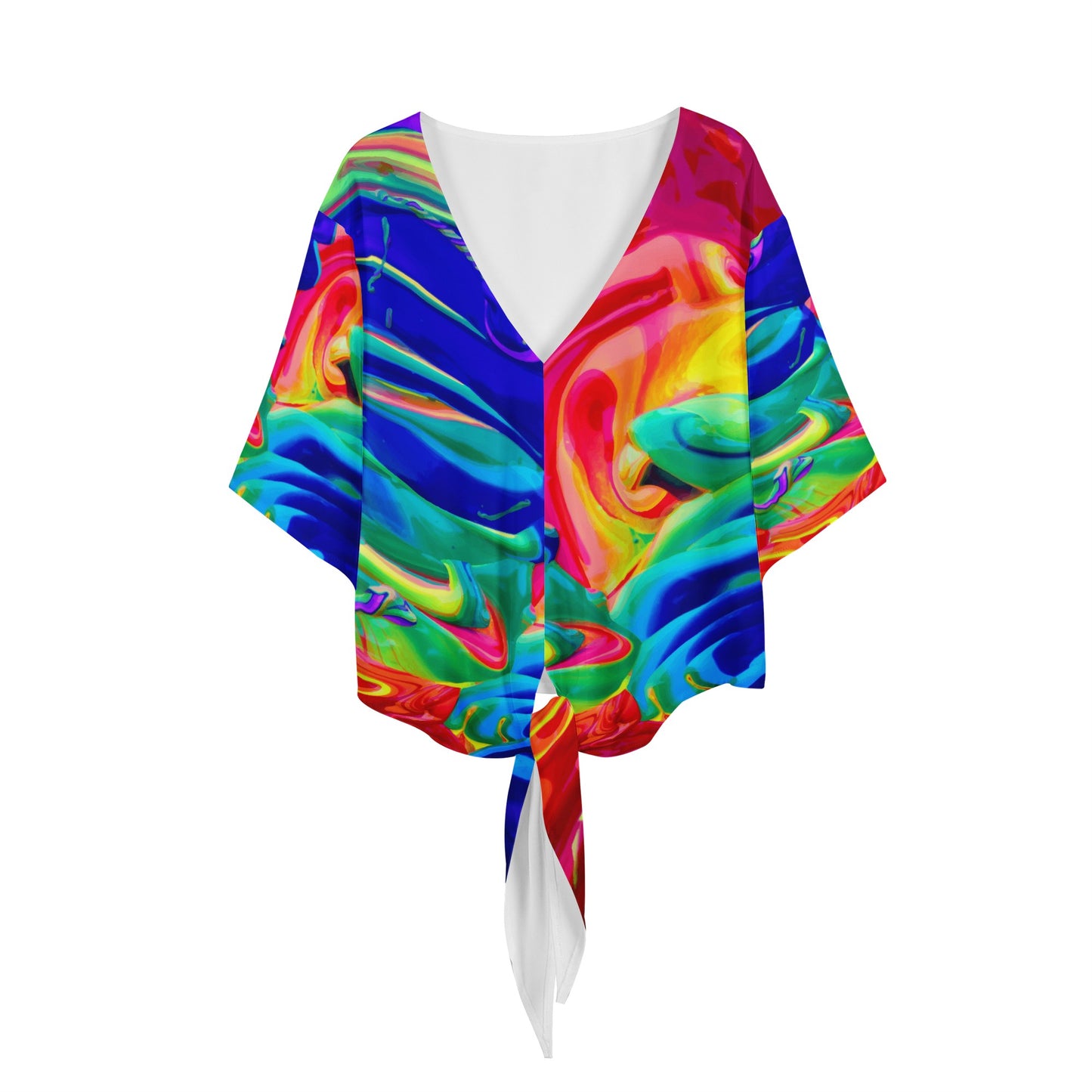 Rainbow Confusion Women V-neck Streamers Blouse