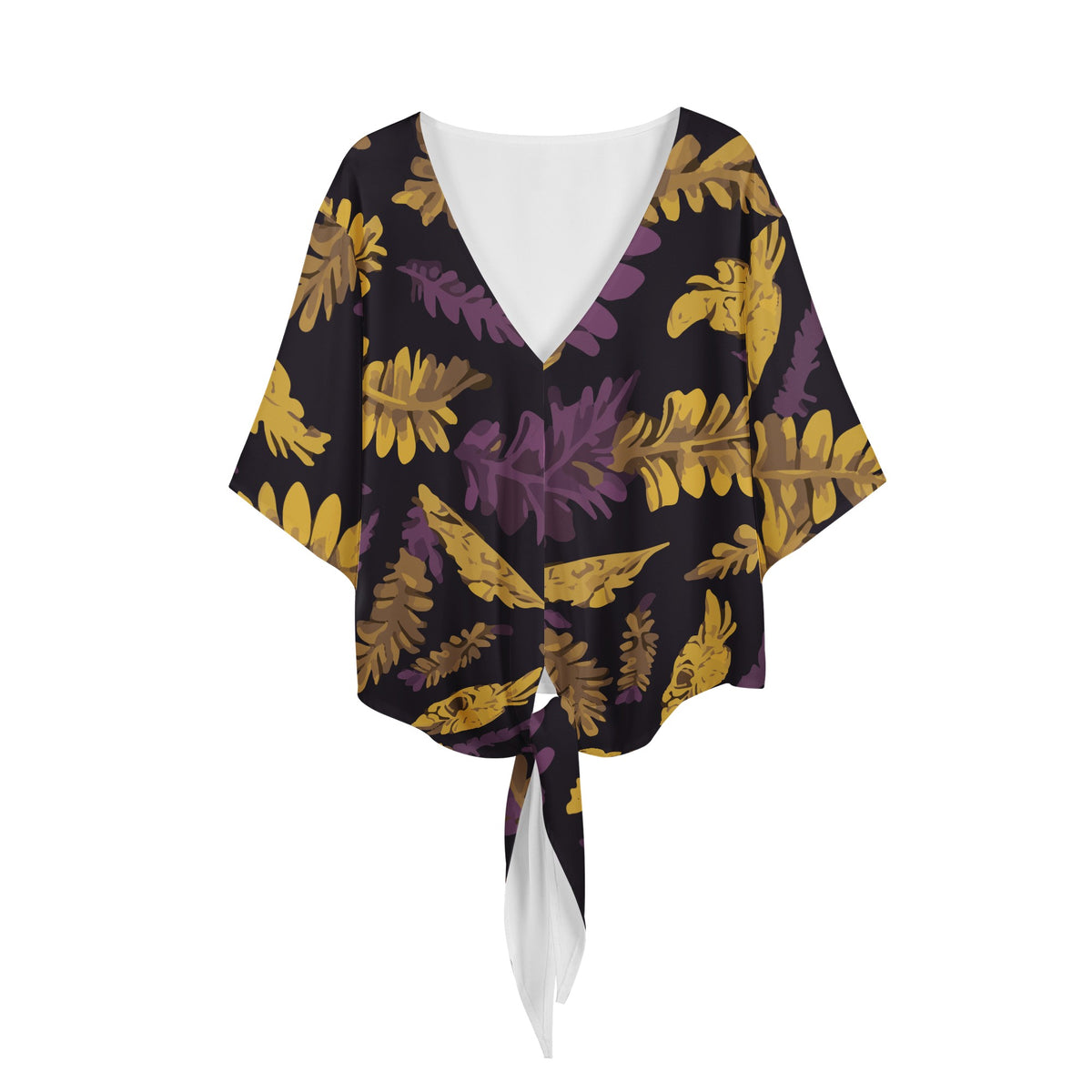 Lauae Purple and Yellow Women V-neck Streamers Blouse Women