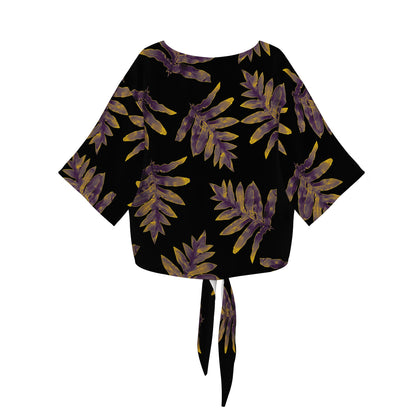 Laua'e Purple and Yellow Women V-neck Streamers Blouse