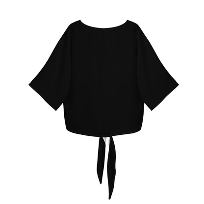 Elevate Your Wardrobe with Luxtrini’s V-Neck Streamers Blouse - Classic Black