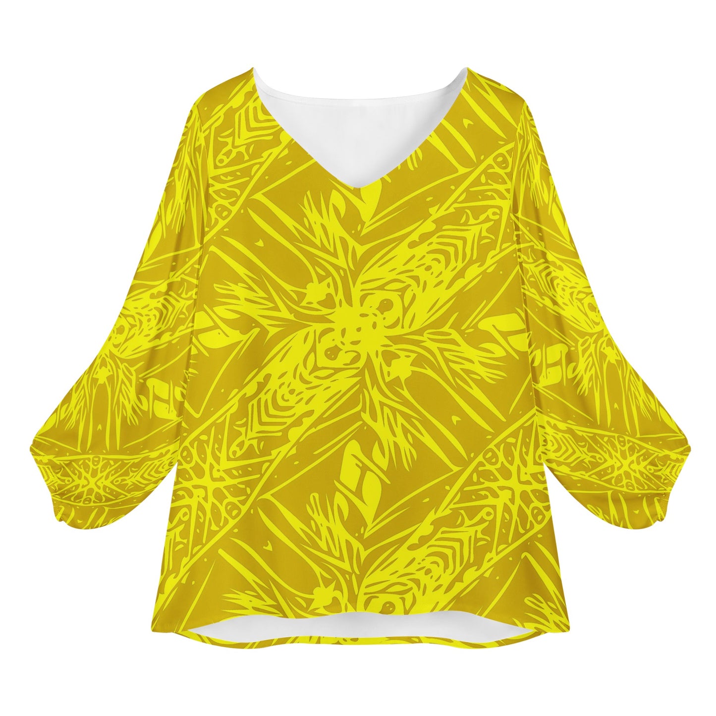 Yellow Fern Women Long Sleeve Puff Sleeve Blouse Women