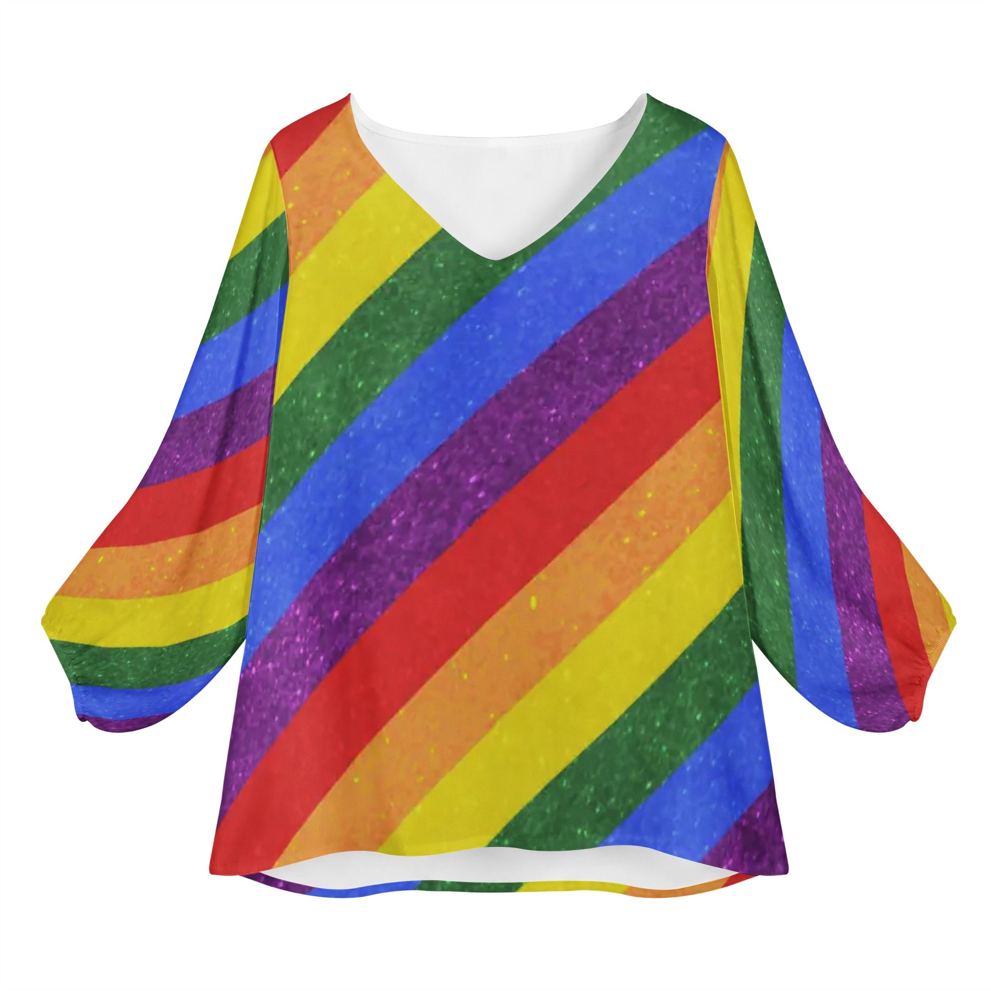 LGBTQ Rainbow Pride Flag Women Long Sleeve Puff Sleeve Blouse Women