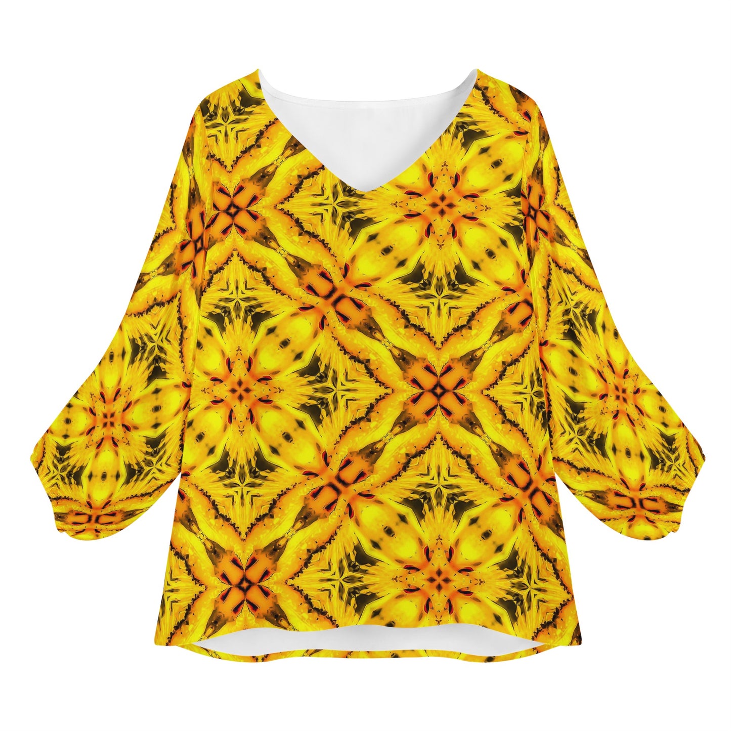 Yellow Toghu: Cameroon Women Long Sleeve Puff Sleeve Blouse Women