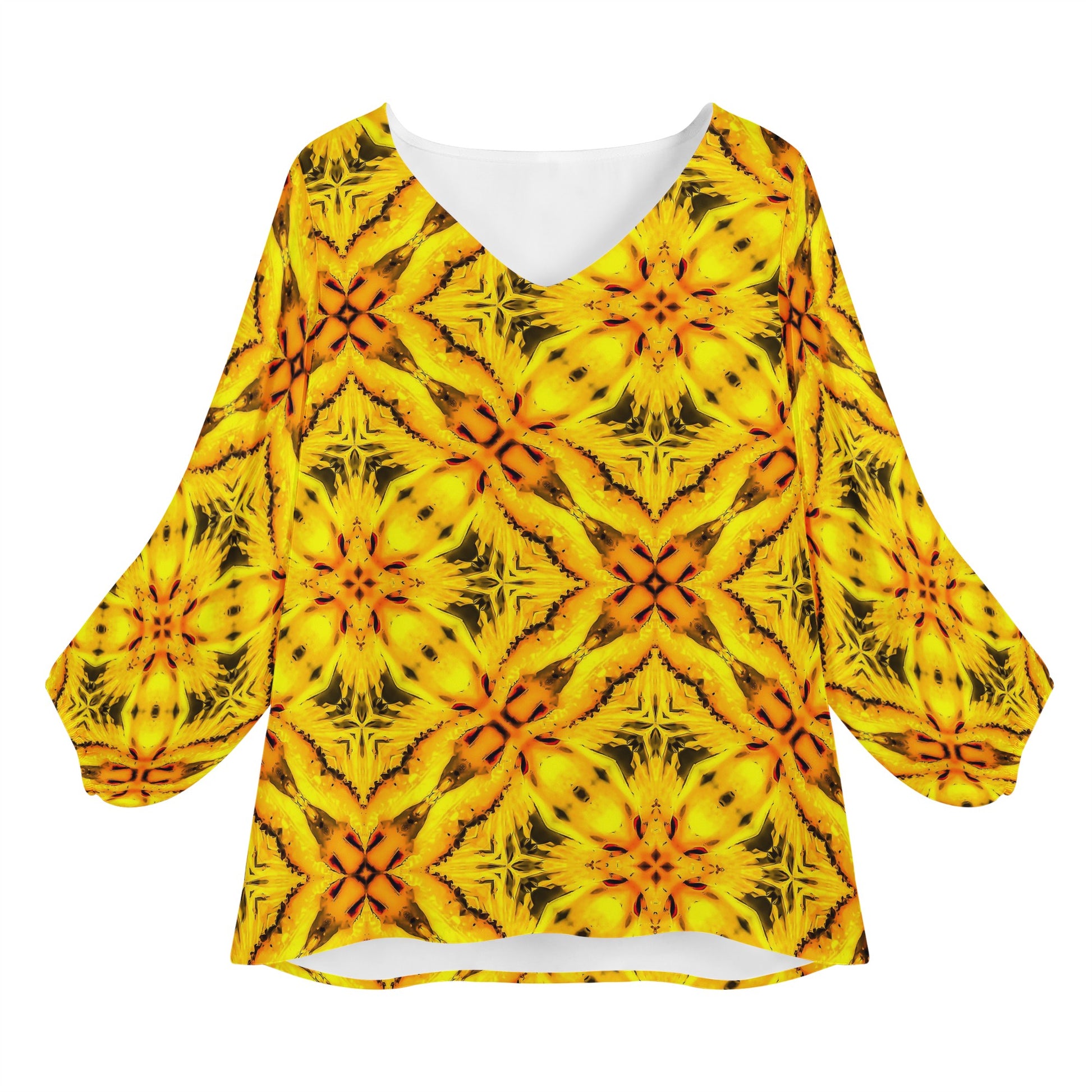 Yellow Toghu: Cameroon Women Long Sleeve Puff Sleeve Blouse Women