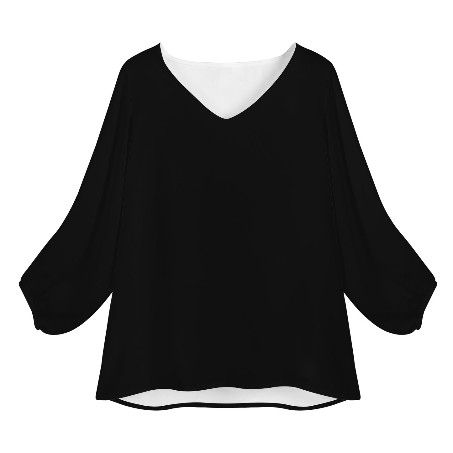 Women Long Sleeve Puff Sleeve Blouse - Black Women