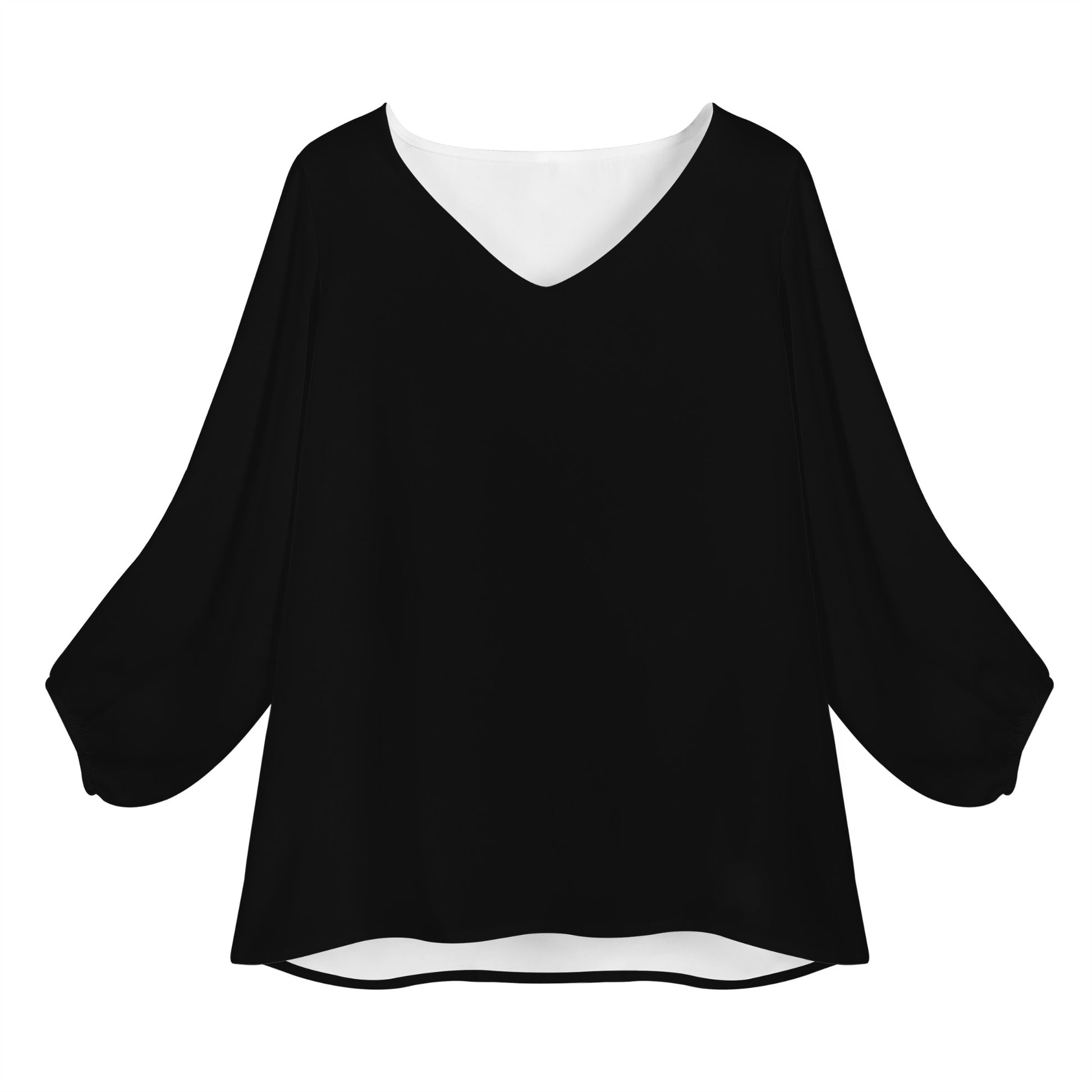 Women Long Sleeve Puff Sleeve Blouse - Black Women