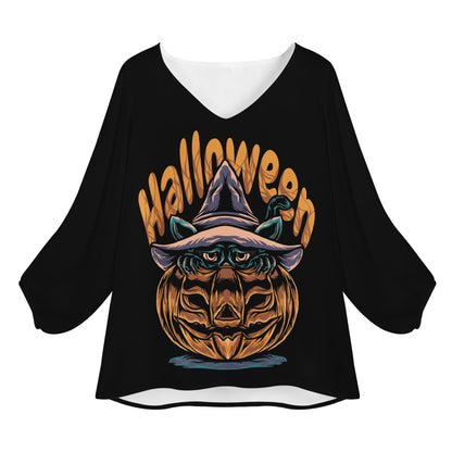 Halloween 2022 Women Long Sleeve Puff Sleeve Blouse - Luxtrini, LLC