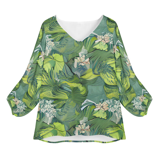 American Lotus Women Long Sleeve Puff Sleeve Blouse - Luxtrini, LLC