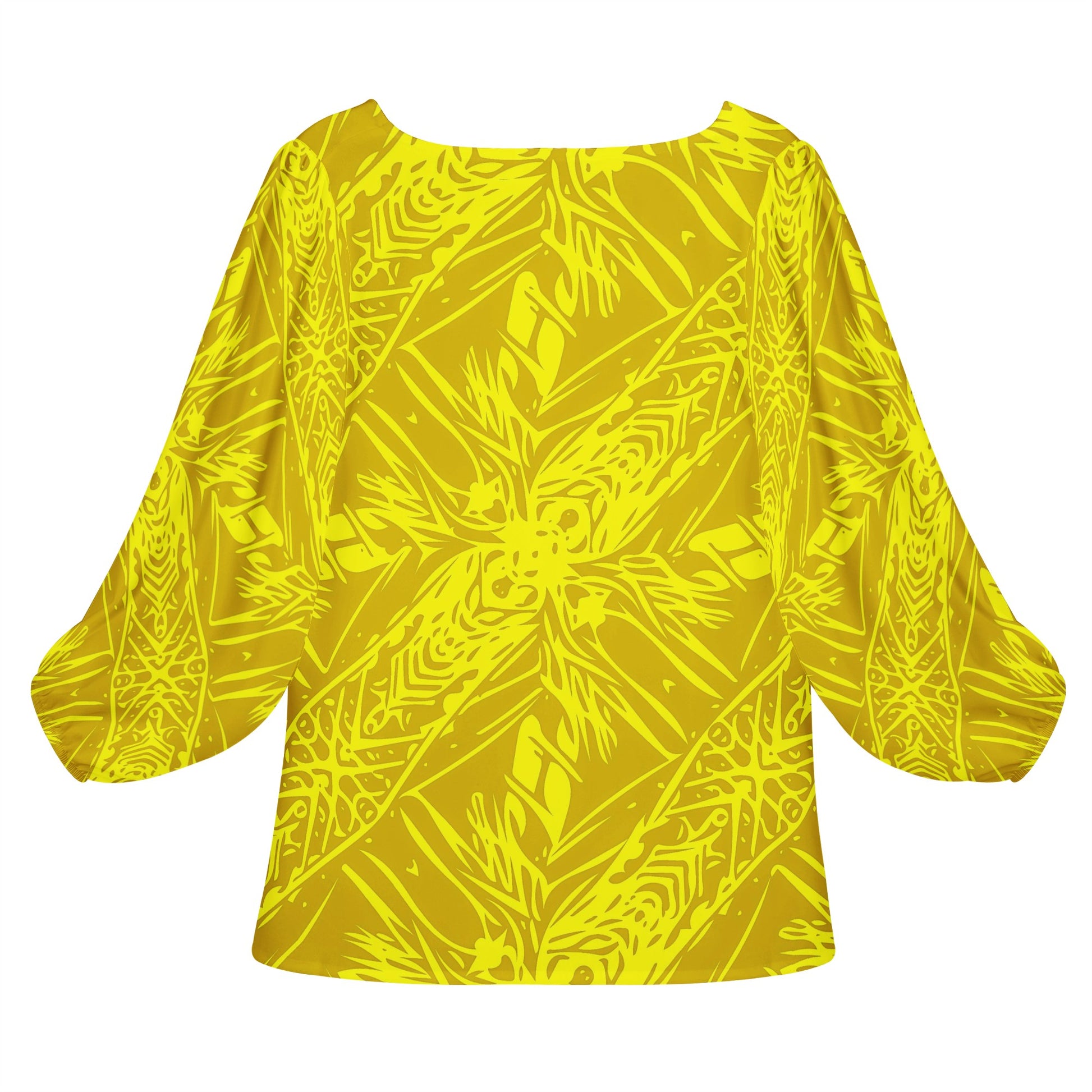 Yellow Fern Women Long Sleeve Puff Sleeve Blouse