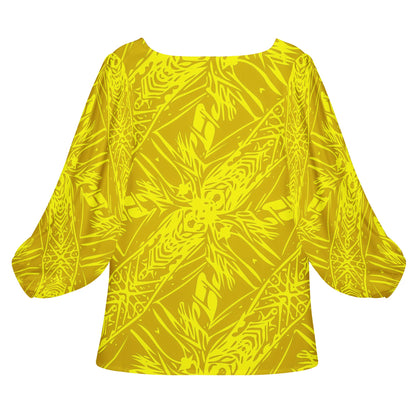Yellow Fern Women Long Sleeve Puff Sleeve Blouse