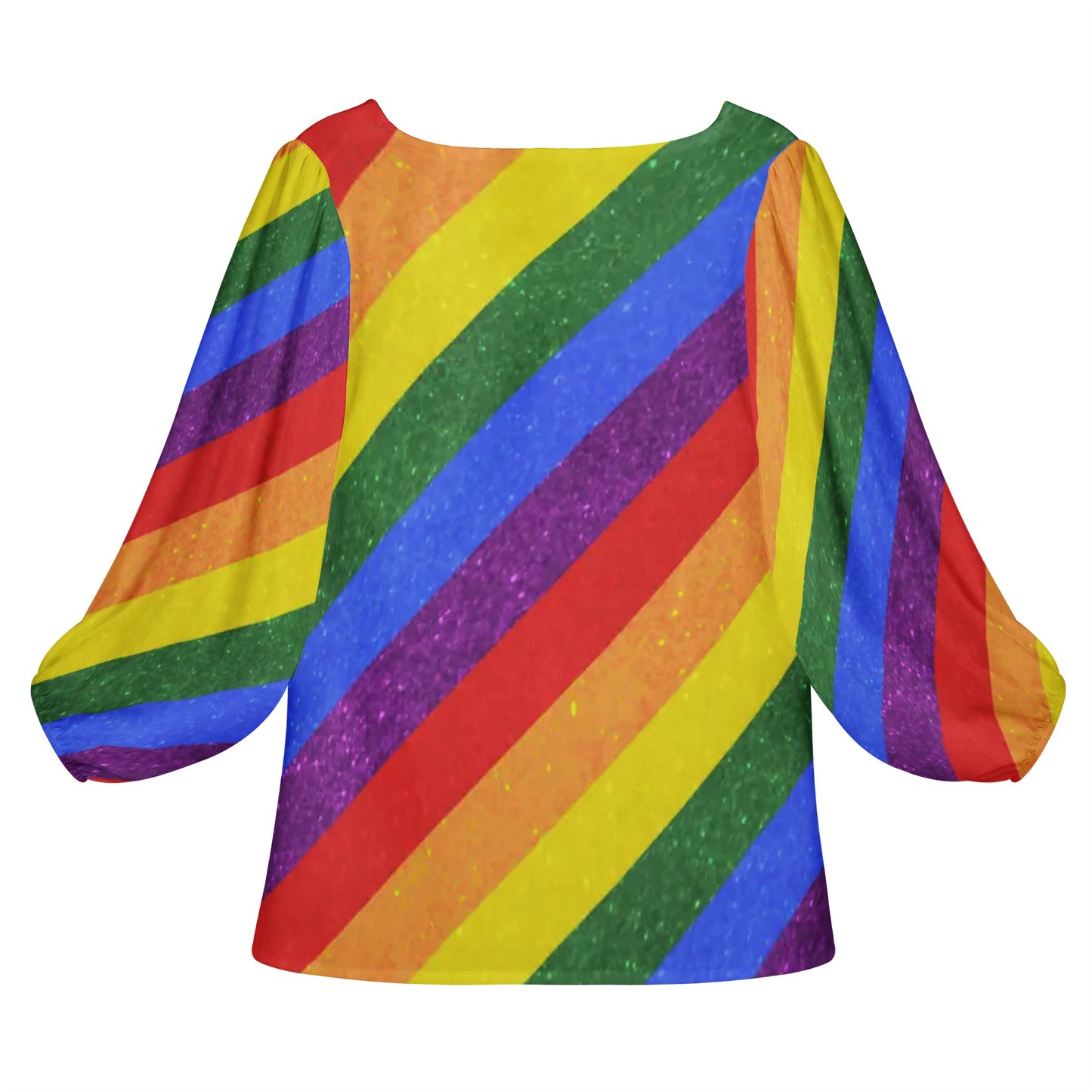 LGBTQ Rainbow Pride Flag Women Long Sleeve Puff Sleeve Blouse