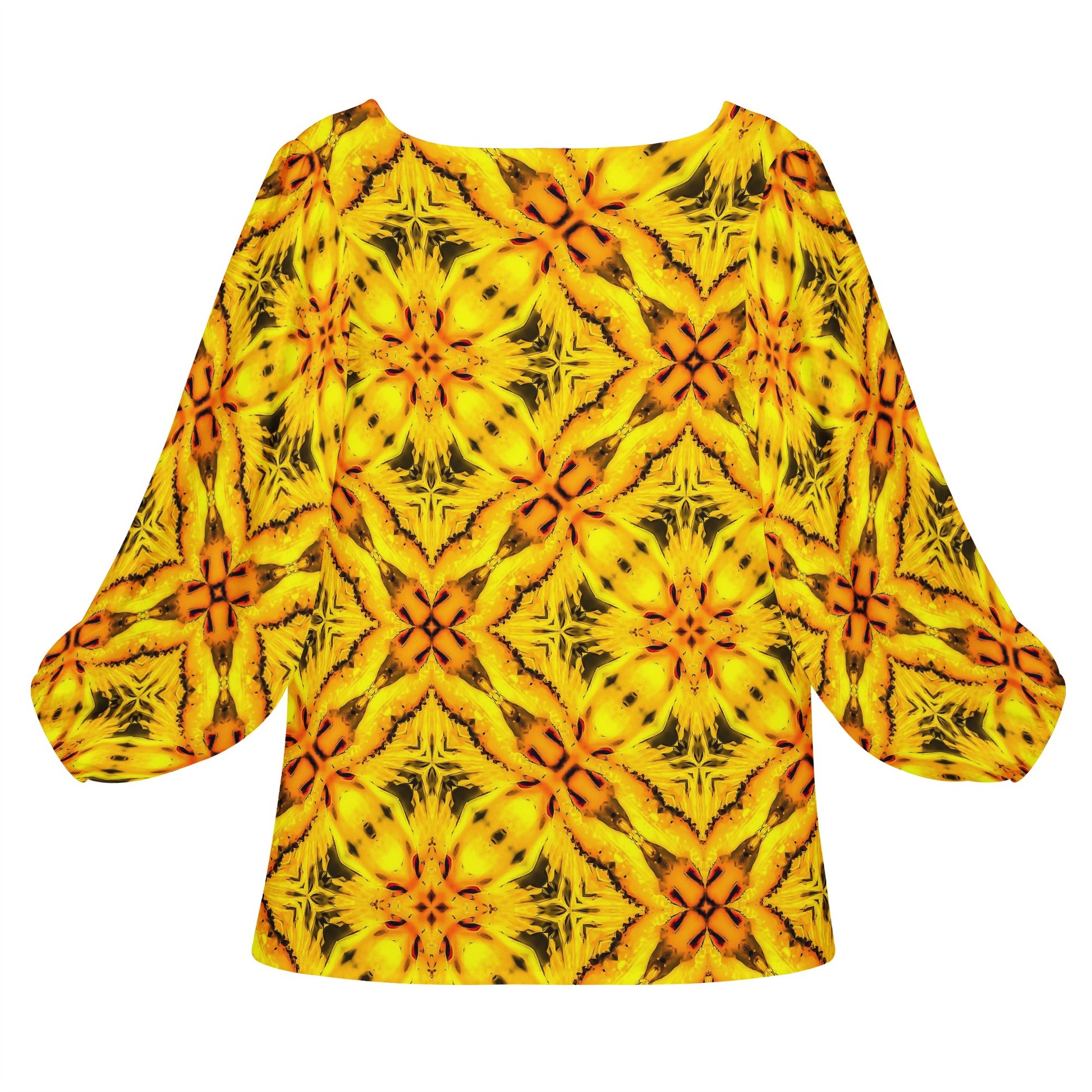 Yellow Toghu: Cameroon Women Long Sleeve Puff Sleeve Blouse