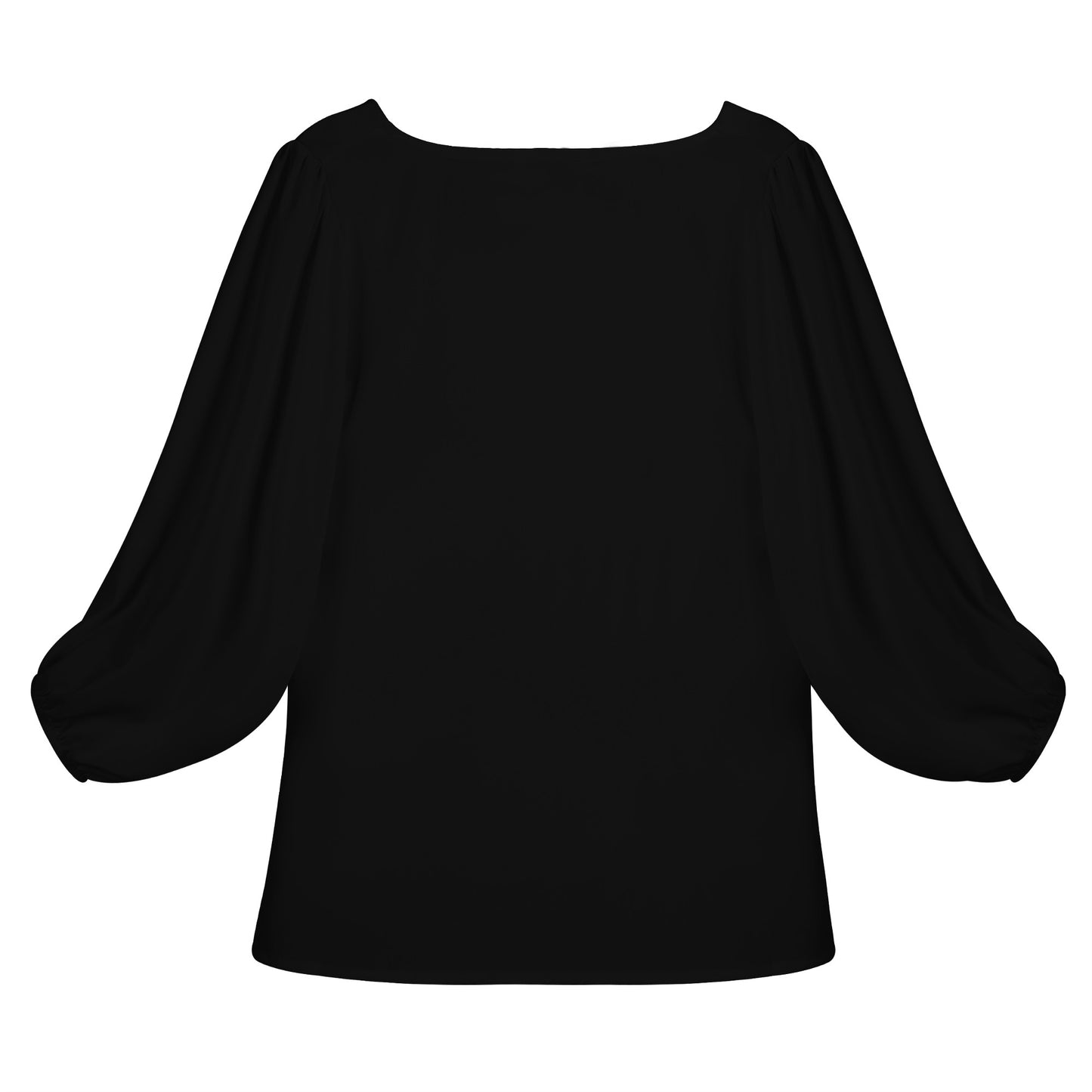 Women Long Sleeve Puff Sleeve Blouse - Black