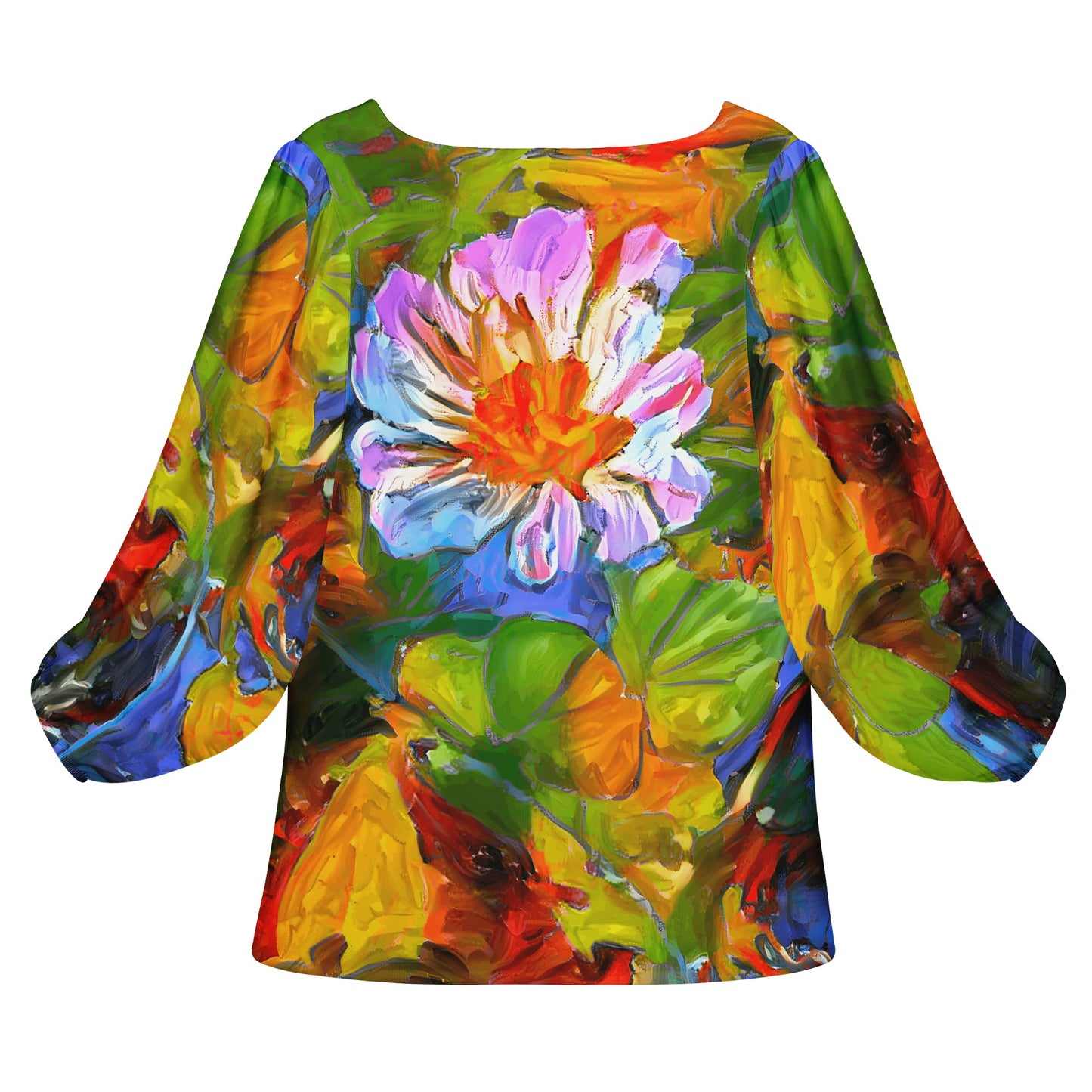 Petunia Flower Women Long Sleeve Puff Sleeve Blouse