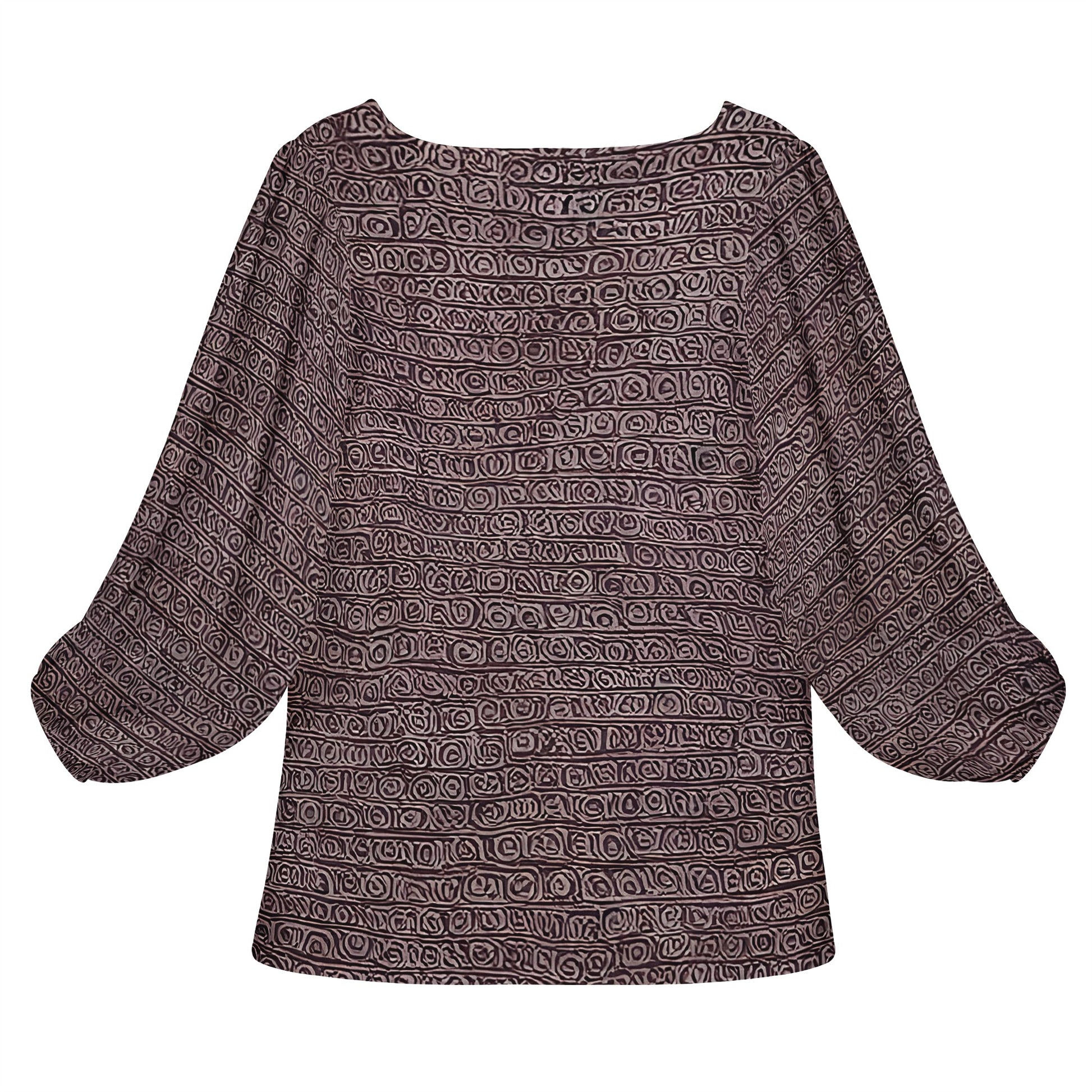 African Ethnic Mudcloth Women Long Sleeve Puff Sleeve Blouse