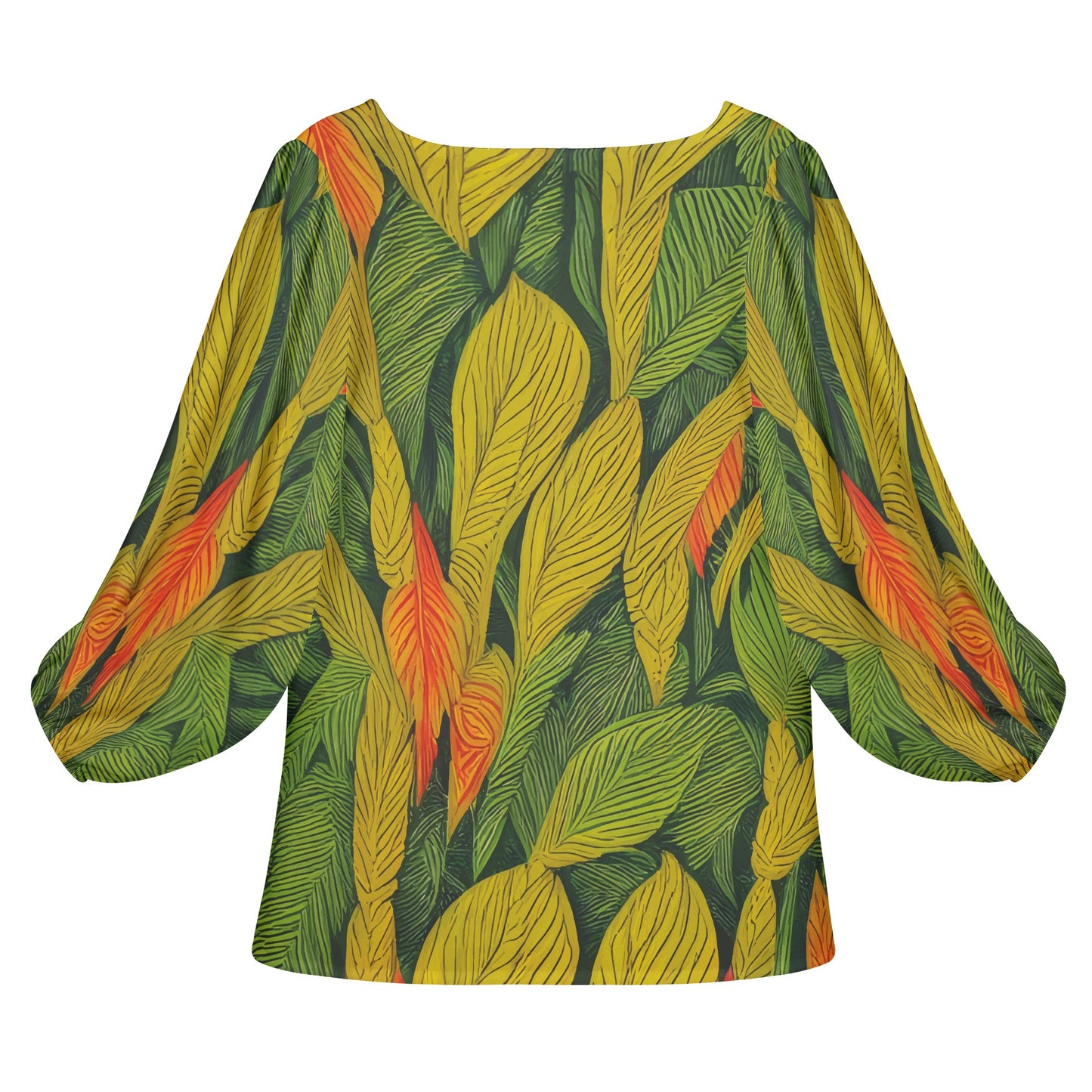 Indian shot Women Long Sleeve Puff Sleeve Blouse - Luxtrini, LLC