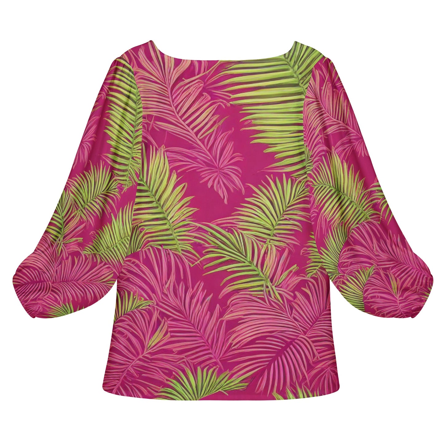 Tropical Women Long Sleeve Puff Sleeve Blouse