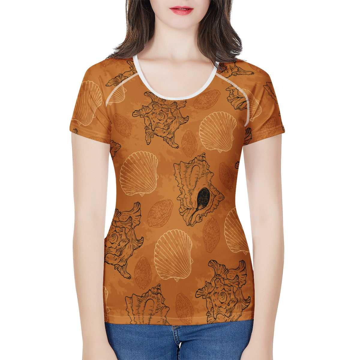 SeaShell Ocean in Orange Women's All-Over Print T shirt