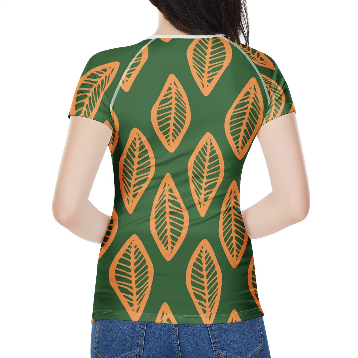 African Mud Cloth #16 Green and Orange Women's All-Over Print T shirt