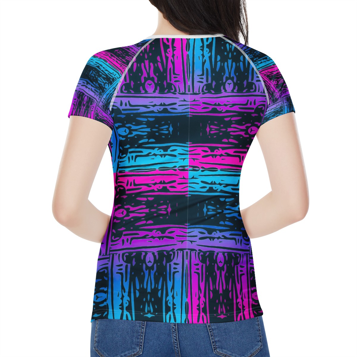 San Marcos Plaid Blue and Purple Women's All-Over Print T shirt