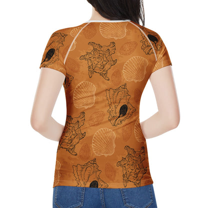 SeaShell Ocean in Orange Women's All-Over Print T shirt