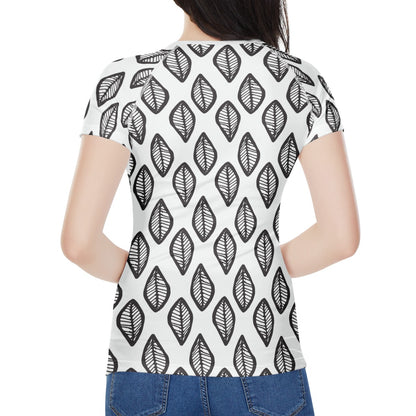 African Mudcloth #16 Black and White Women's All-Over Print T shirt