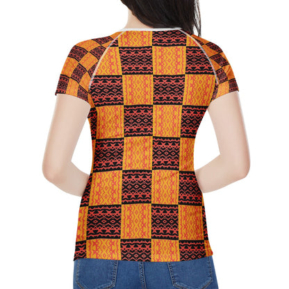 Black and Orange Tribal Design Women's All-Over Print T shirt