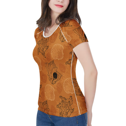 SeaShell Ocean in Orange Women's All-Over Print T shirt