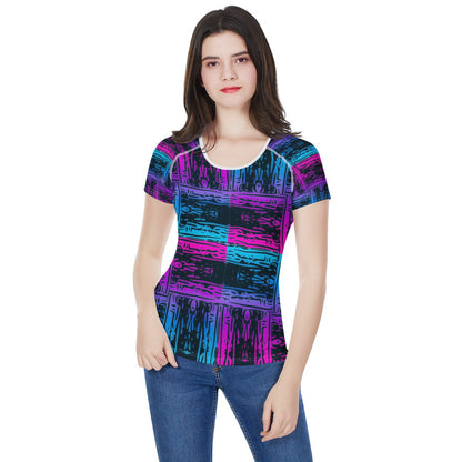 San Marcos Plaid Blue and Purple Women's All-Over Print T shirt