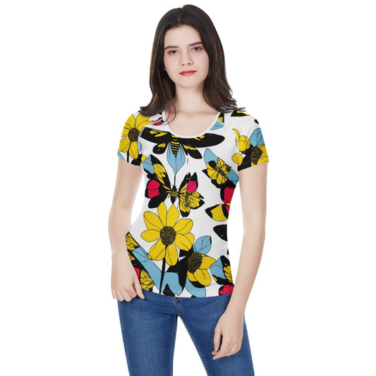 Bees and Sunflowers Women's All-Over Print T shirt