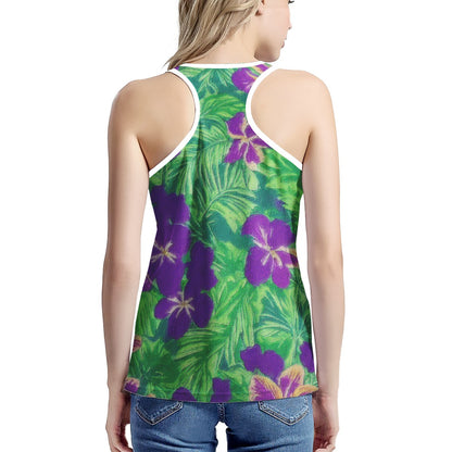 Blue Flag Iris on Green Women's I-shaped Tank - Luxtrini, LLC