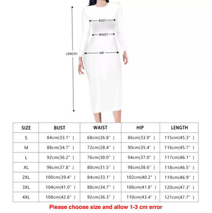 White Monstera Women Bodycon Midi Sheath Dress - up to 4XL